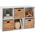 6-Cube Bookshelf, 11in Storage Display w/ Removable Panels, Customizable - White