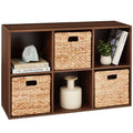 6-Cube Bookshelf, 11in Storage Display w/ Removable Panels, Customizable - Walnut