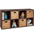 8-Cube Bookshelf, 11in Storage Display w/ Removable Panels, Customizable - Walnut