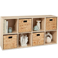 8-Cube Bookshelf, 11in Storage Display w/ Removable Panels, Customizable - Light Oak