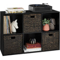 6-Cube Bookshelf, 13.5in Storage Display w/ Removable Panels, Customizable - Black