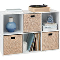 6-Cube Bookshelf, 13.5in Storage Display w/ Removable Panels, Customizable - White