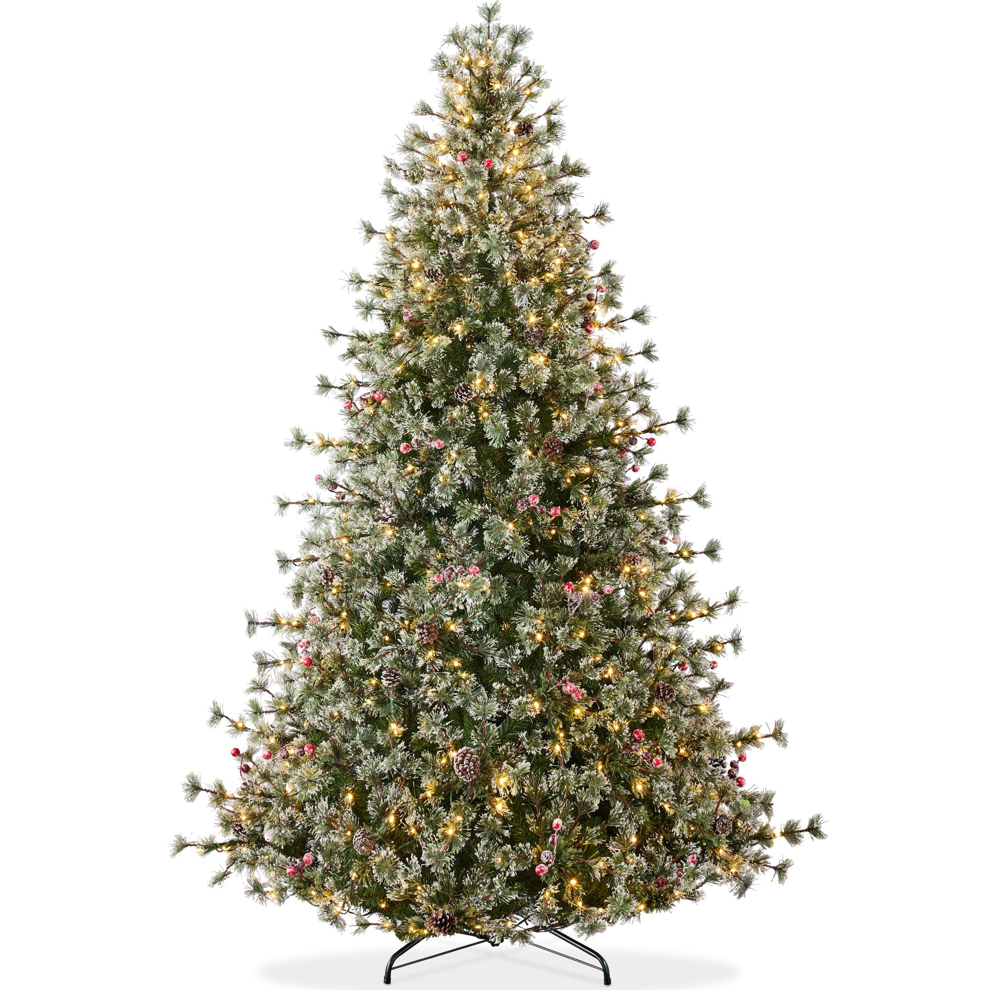 Pre-Lit Premium Semi-Flocked Cashmere Christmas Tree - 9ft