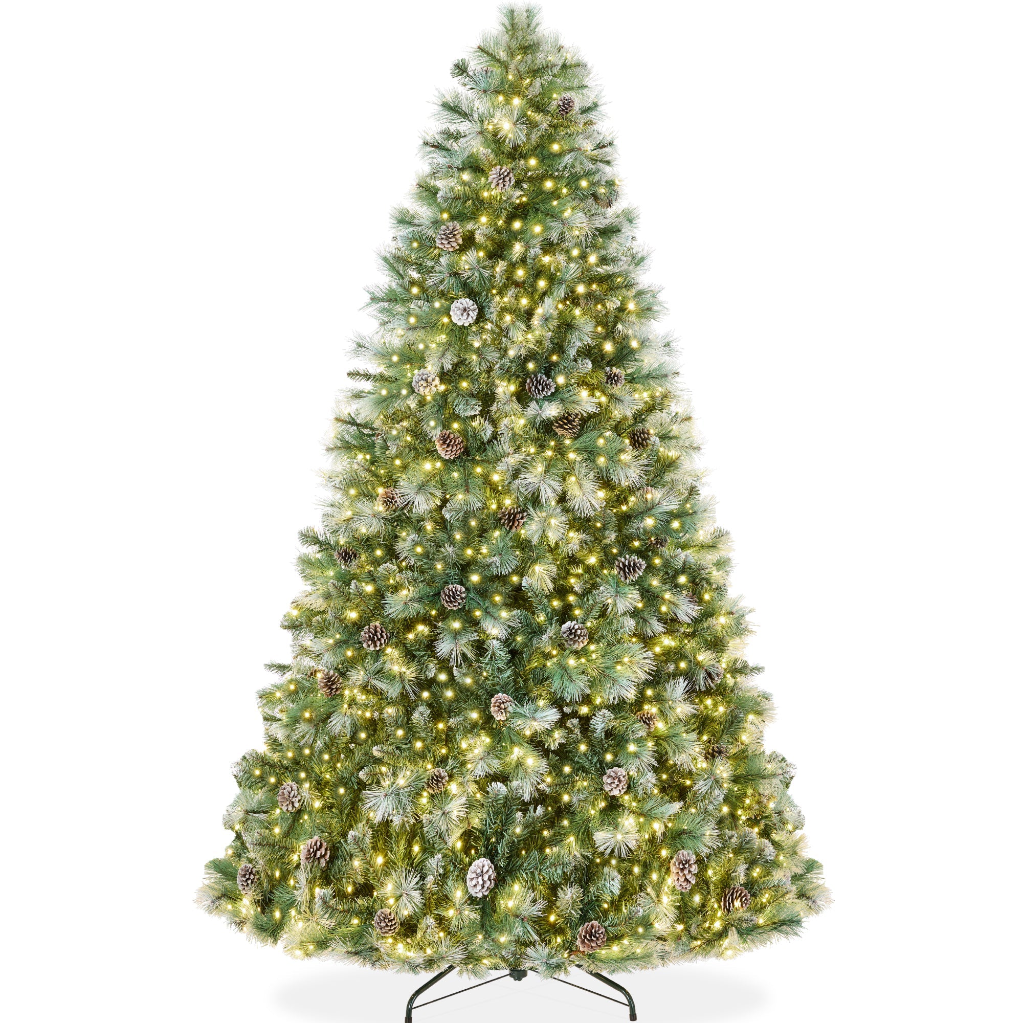 Pre-Lit Frosted Artificial Scotch Pine Christmas Tree w/ Metal Stand - 9ft