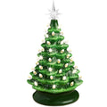 Pre-Lit Ceramic Tabletop Christmas Tree with Lights- 15in - Green w/ Warm White Lights