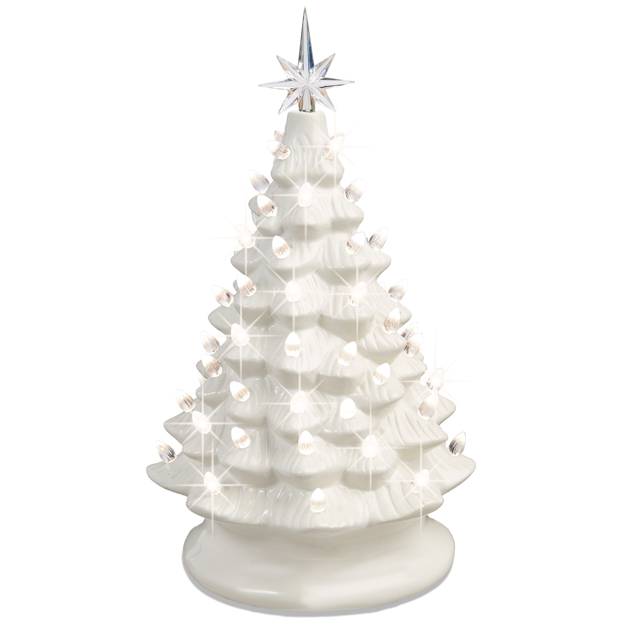 Pre-Lit Ceramic Tabletop Christmas Tree with Lights- 15in - White w/ Warm White Lights
