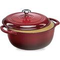 Cast-Iron Dutch Oven Kitchen Cookware w/ Enamel, Handles - 7.5qt - Red