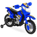 6V Kids Electric Ride-On Motorcycle Toy w/ Training Wheels, Lights, Music - Blue