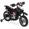 6V Kids Electric Ride-On Motorcycle Toy w/ Training Wheels, Lights, Music - Black