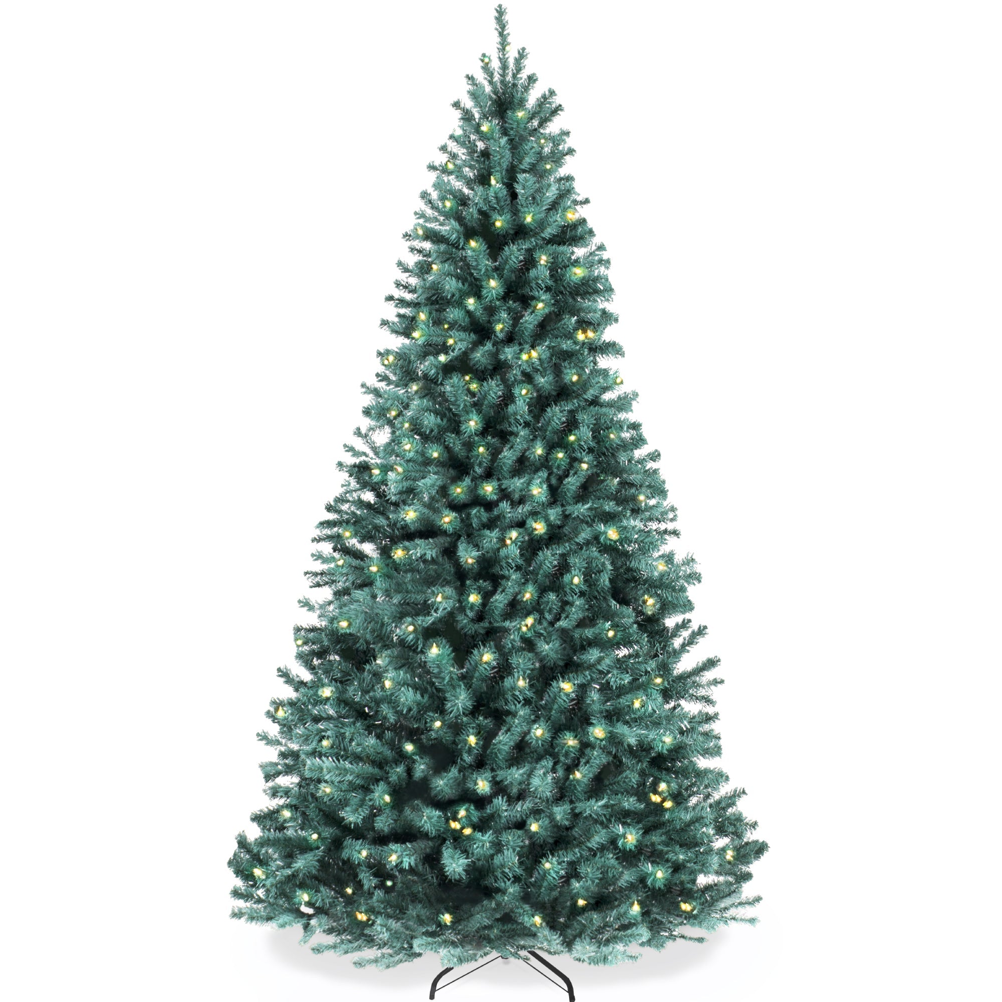 Pre-Lit Blue Spruce Christmas Tree w/ Foldable Base, Incandescent Lights - 7.5ft