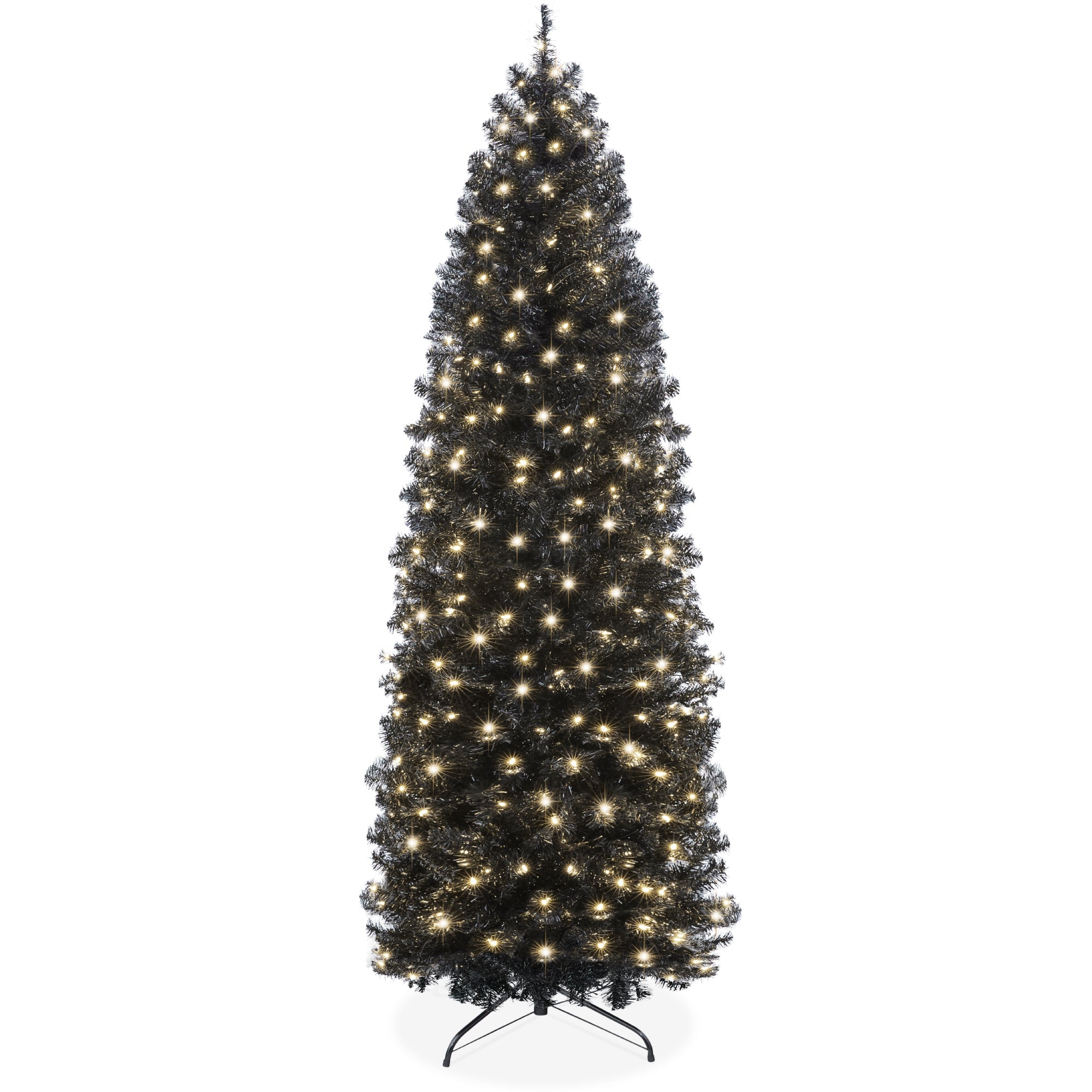 Pre-Lit Black Artificial Pencil Holiday Tree - 9ft