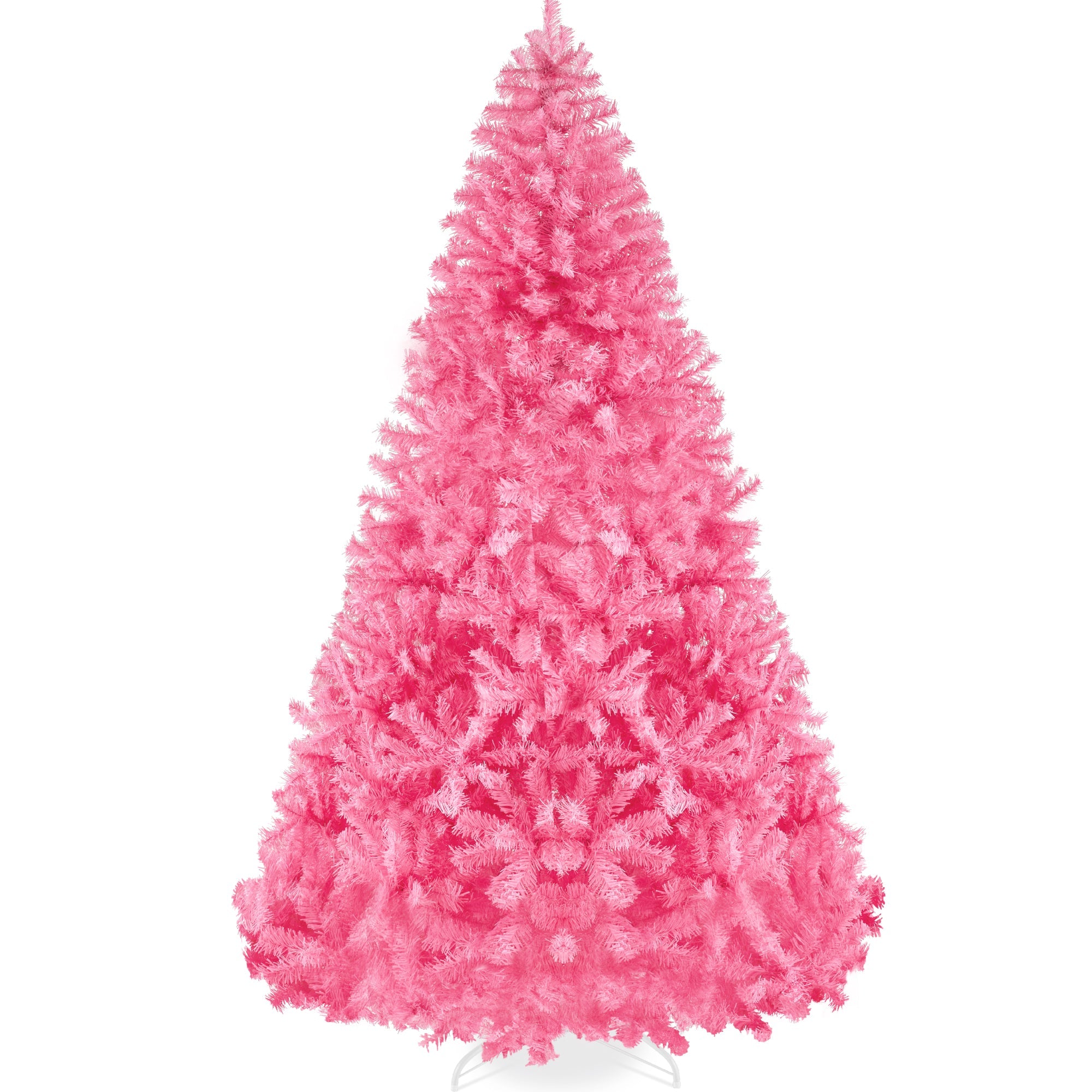 Artificial Pink Christmas Tree, Unlit Pine Design w/Easy Assembly - 9ft