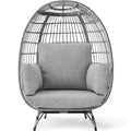 Wicker Egg Chair Oversized Indoor Outdoor Patio Lounger - Gray/Heather Gray