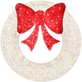 Pre-Lit Outdoor Christmas Wreath, LED Metal Holiday Decor w/ Bow - 36in - White/Red