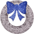 Pre-Lit Outdoor Christmas Wreath, LED Metal Holiday Decor w/ Bow - 48in - Silver/Blue
