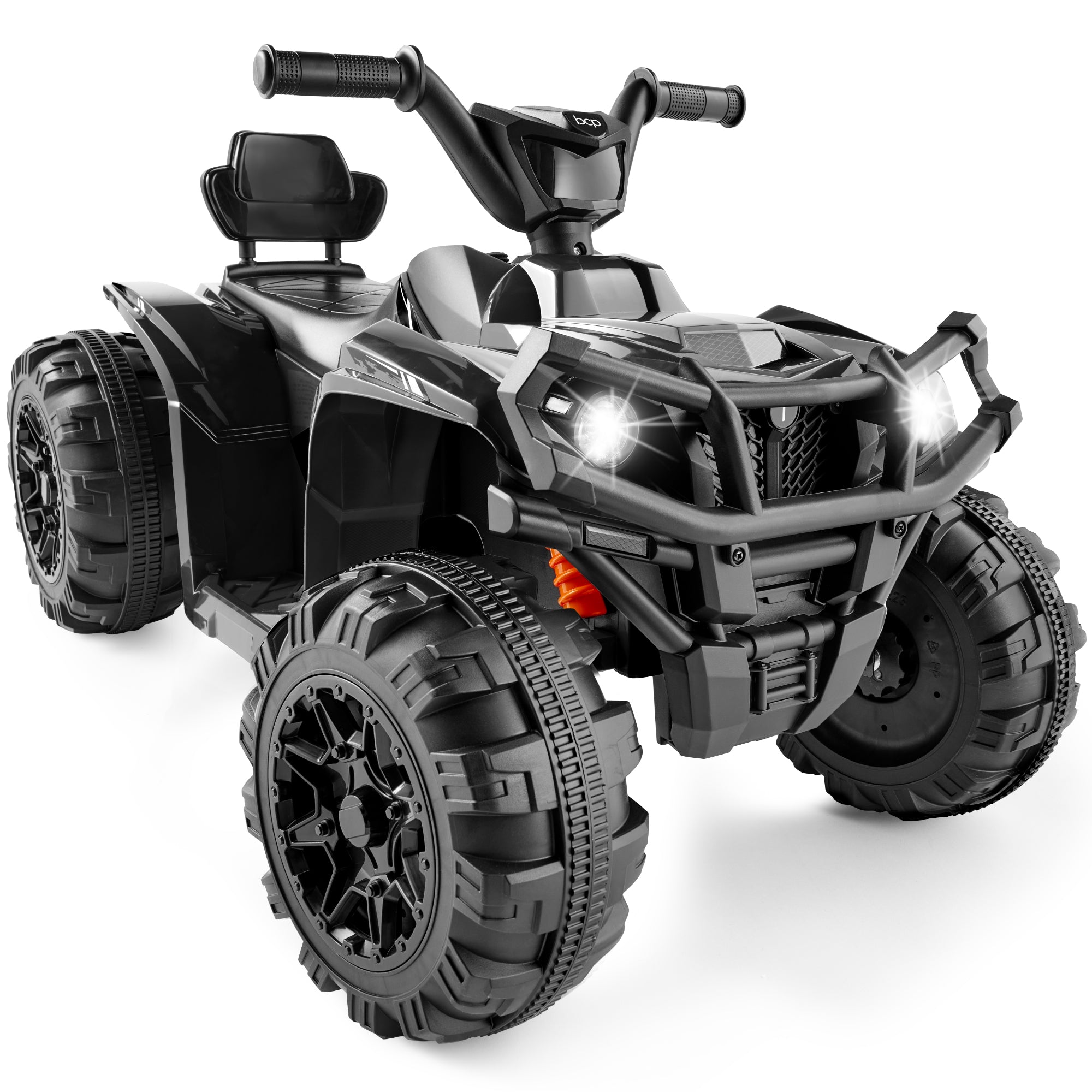 12V Kids Ride-On 4-Wheeler Quad ATV Car w/ 2.4mph Max, Bluetooth, Headlights - Black