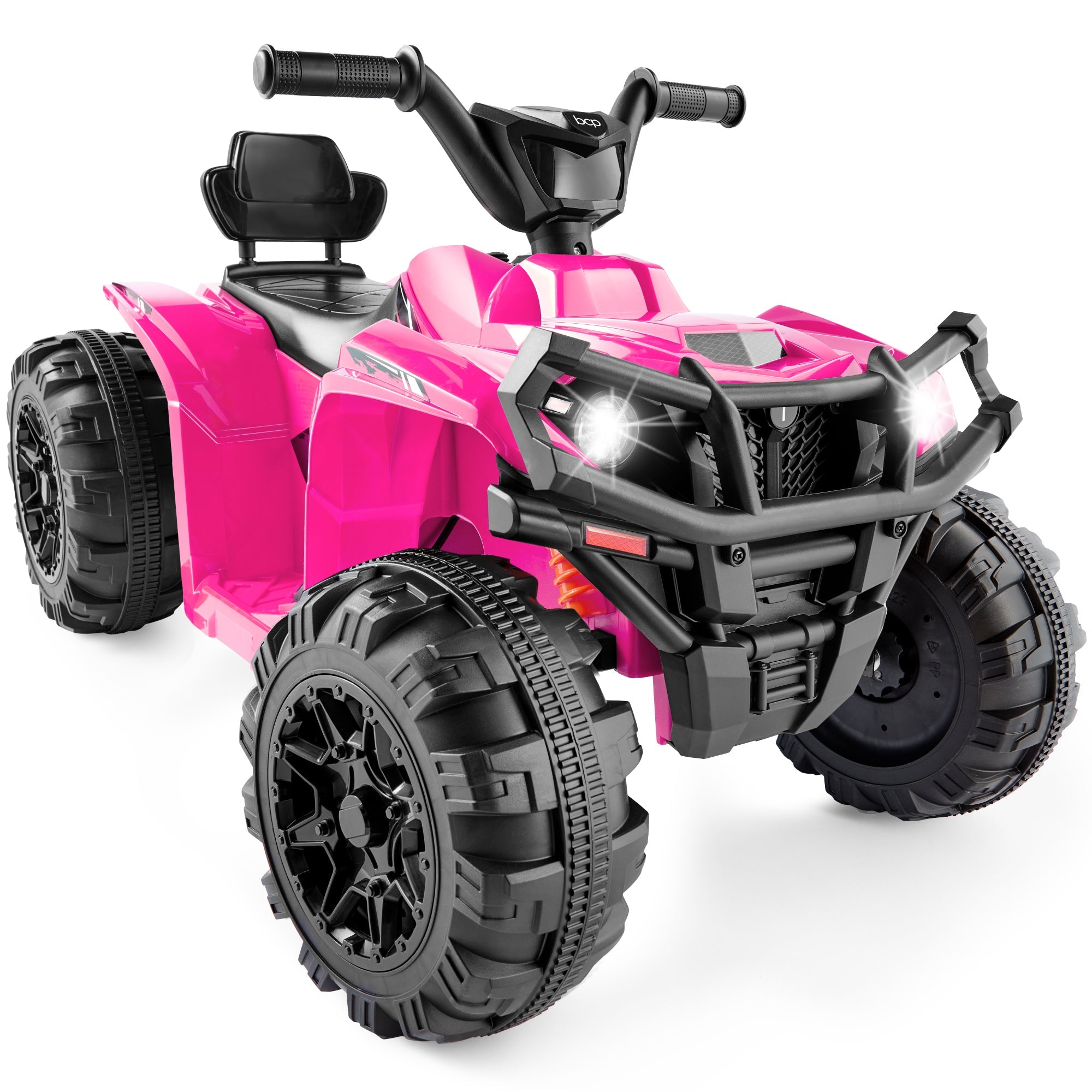 12V Kids Ride-On 4-Wheeler Quad ATV Car w/ 2.4mph Max, Bluetooth, Headlights - Hot Pink