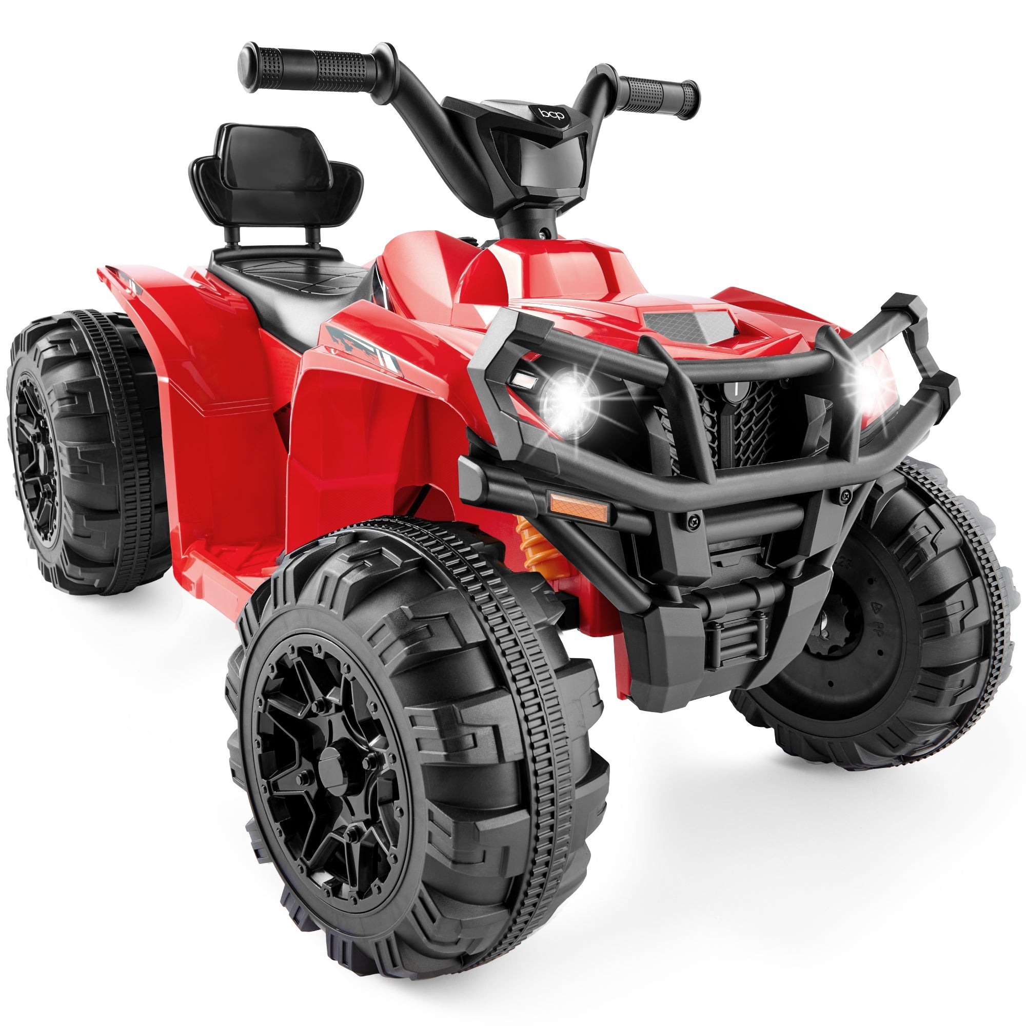 12V Kids Ride-On 4-Wheeler Quad ATV Car w/ 2.4mph Max, Bluetooth, Headlights - Red