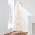 Pre-Lit White Pencil Christmas Tree w/ Metal Base, Incandescent Lights - 7.5ft