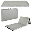 Folding Exercise Fitness Workout Gym Floor Mat w/ Handles - Gray