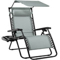 Folding Zero Gravity Recliner Patio Lounge Chair w/ Canopy, Side Tray - Stardew