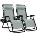 Set of 2 Adjustable Zero Gravity Patio Chair Recliners w/ Cup Holders - Stardew
