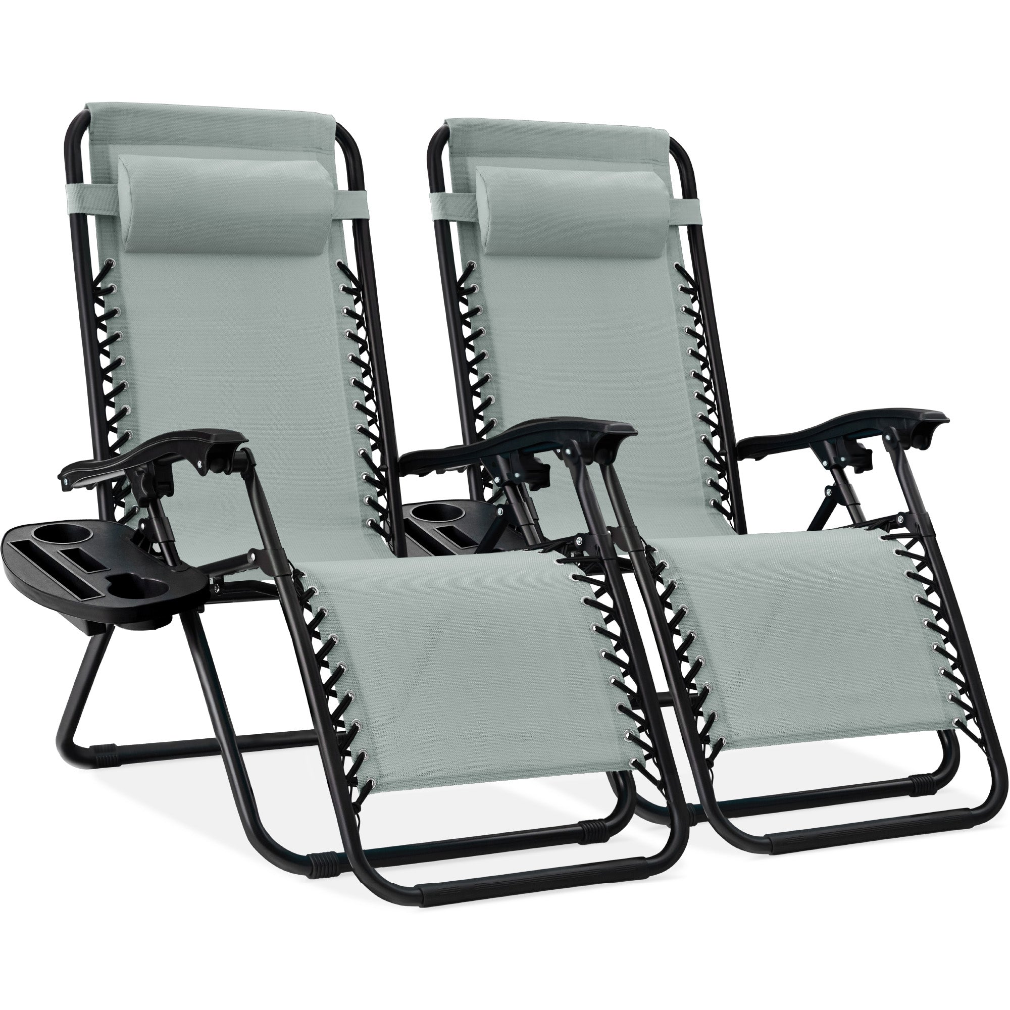Set of 2 Adjustable Zero Gravity Patio Chair Recliners w/ Cup Holders - Stardew