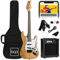 Beginner Electric Guitar Kit w/ Case, 10W Amp, Tremolo Bar - 39in - Natural