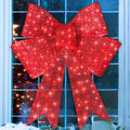 Pre-Lit Large Christmas Bow Decoration, Holiday Decor w/ 8 Functions - 48in