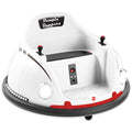6V Kids Ride On Bumper Car Toy w/ Remote, Harness, Lights, 360 Degree Spin - White