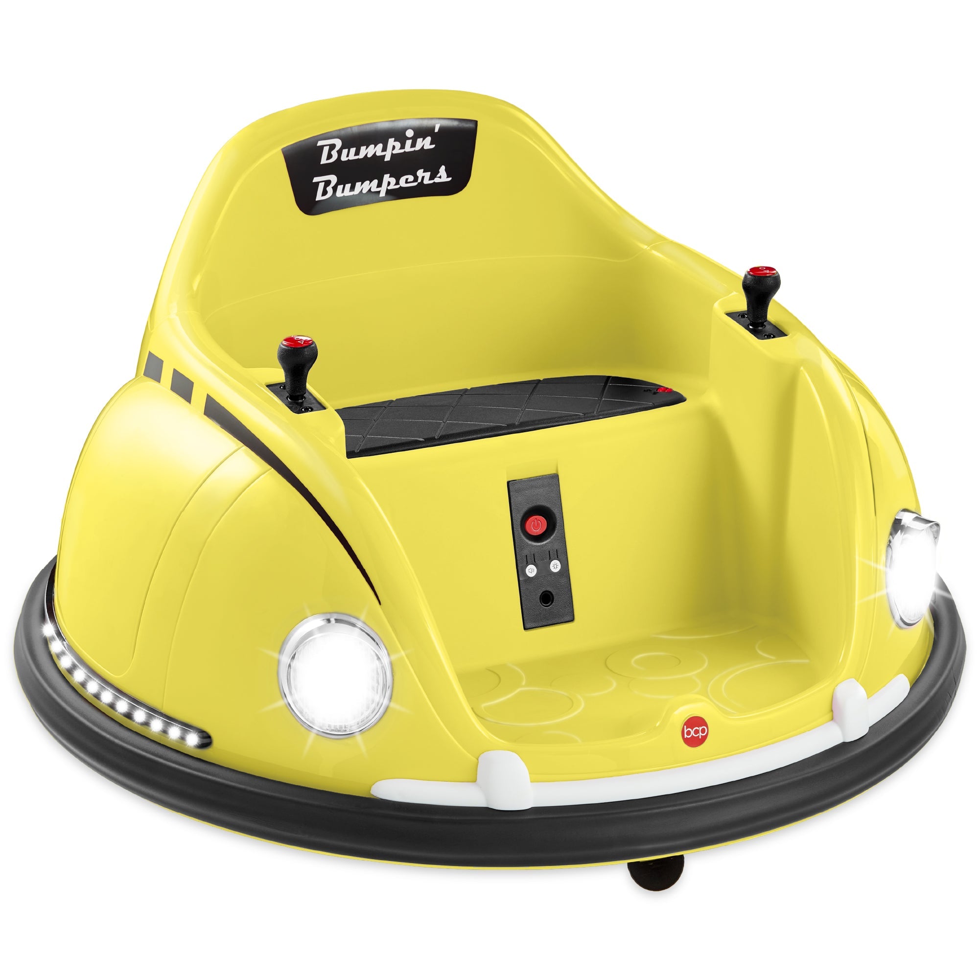 6V Kids Ride On Bumper Car Toy w/ Remote, Harness, Lights, 360 Degree Spin - Yellow
