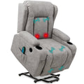 Electric Power Lift Recliner Massage Chair w/ Heat, USB Port, Cupholders - Gray