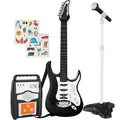 Kids Electric Guitar Toy Play Set w/ 6 Songs, Microphone, Amp - Black