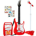 Kids Electric Guitar Toy Play Set w/ 6 Songs, Microphone, Amp - Red