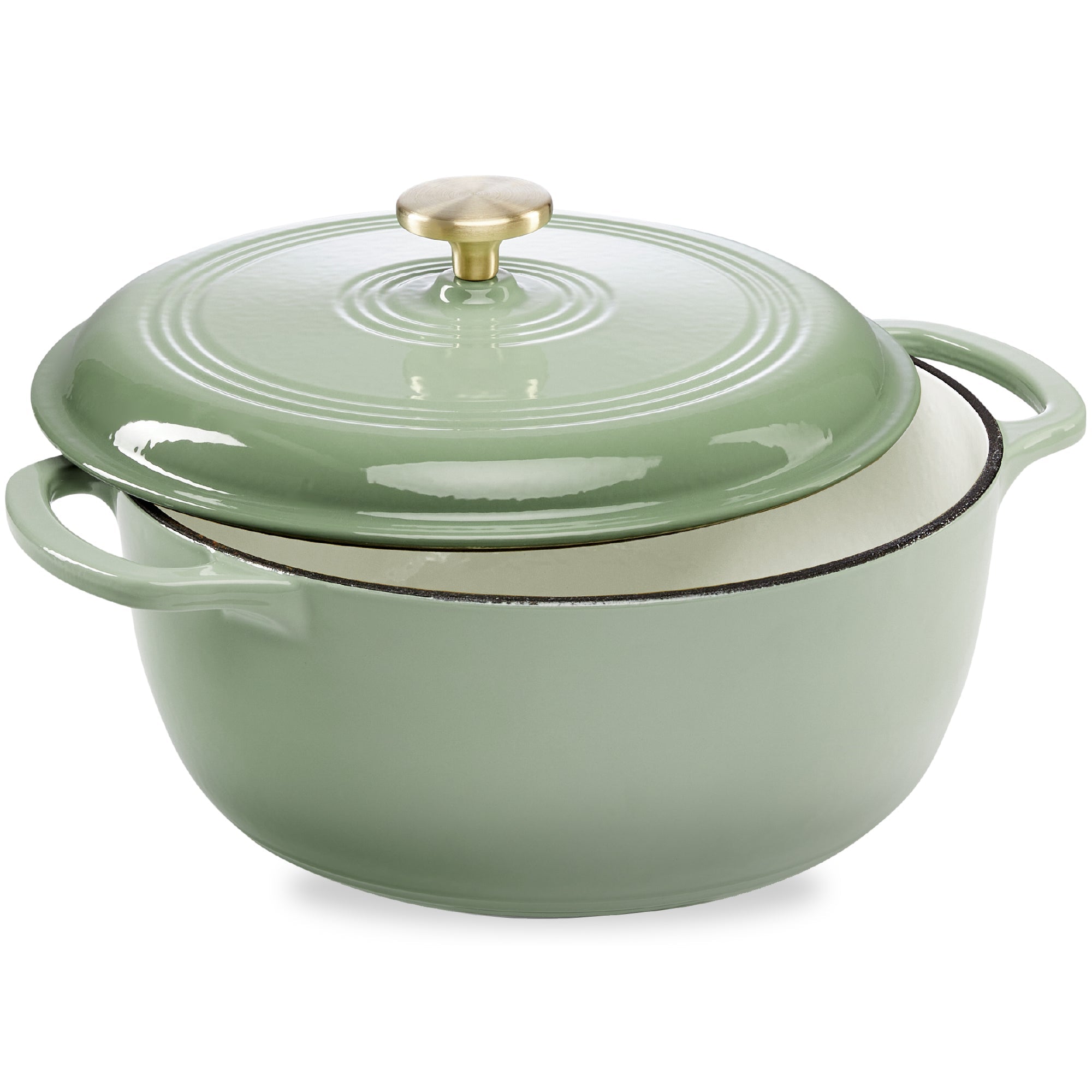 Cast-Iron Dutch Oven Kitchen Cookware w/ Enamel, Handles - 6qt - Sage Green