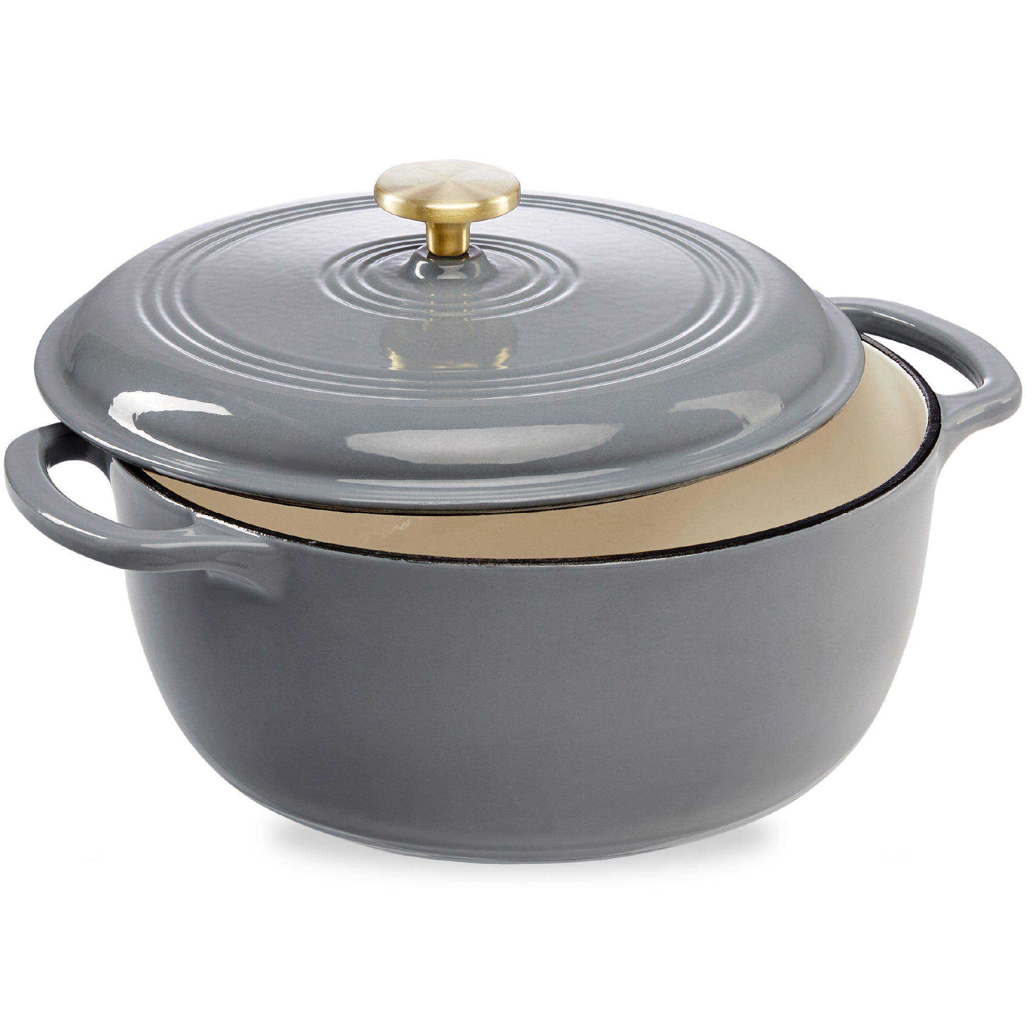 Cast-Iron Dutch Oven Kitchen Cookware w/ Enamel, Handles - 6qt - Graphite Gray