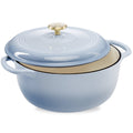 Cast-Iron Dutch Oven Kitchen Cookware w/ Enamel, Handles - 6qt - Cornflower Blue