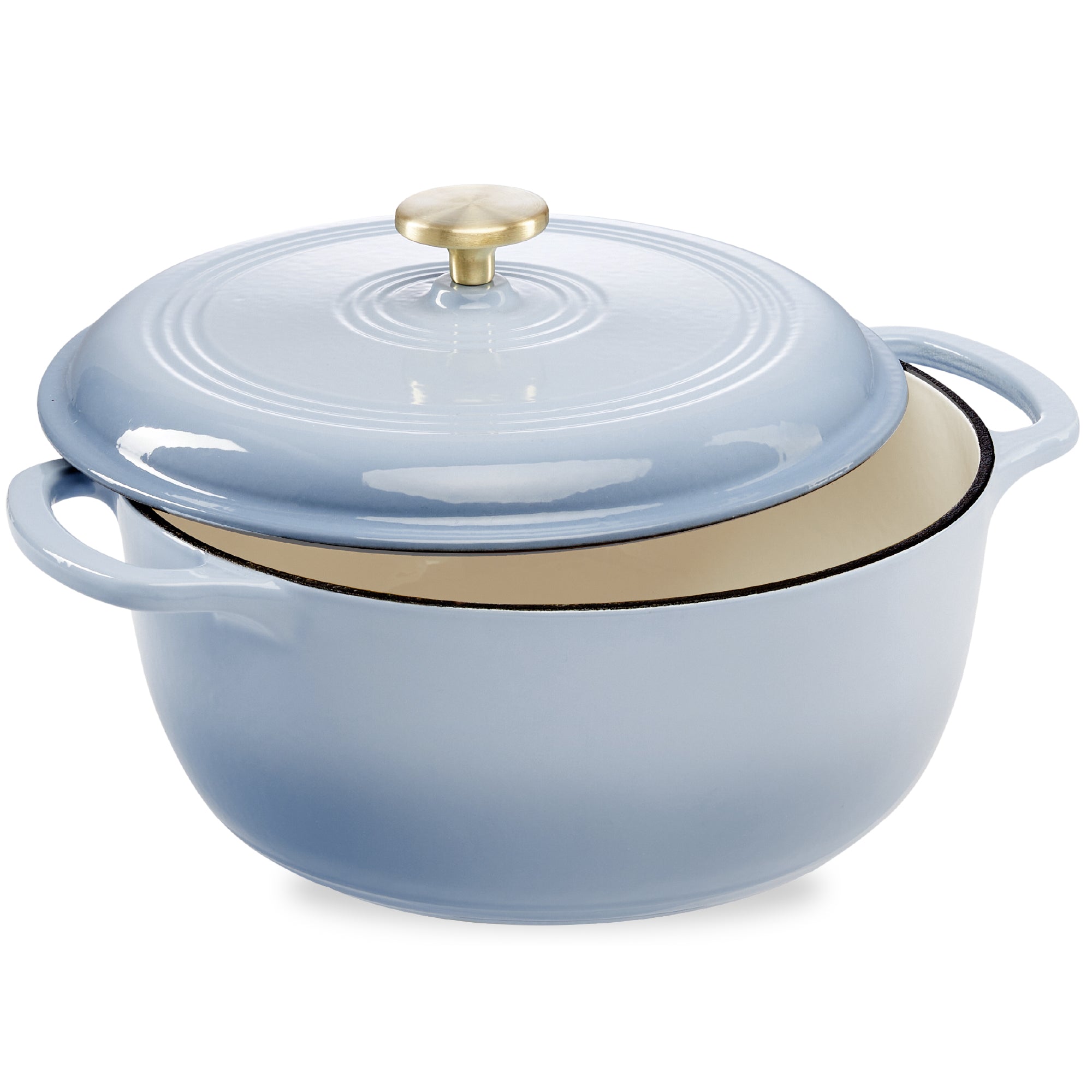 Cast-Iron Dutch Oven Kitchen Cookware w/ Enamel, Handles - 6qt - Cornflower Blue