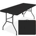 Portable Folding Plastic Dining Table w/ Handle, Lock - 6ft - Black