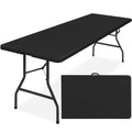 Portable Folding Plastic Dining Table w/ Handle, Lock - 8ft - Black
