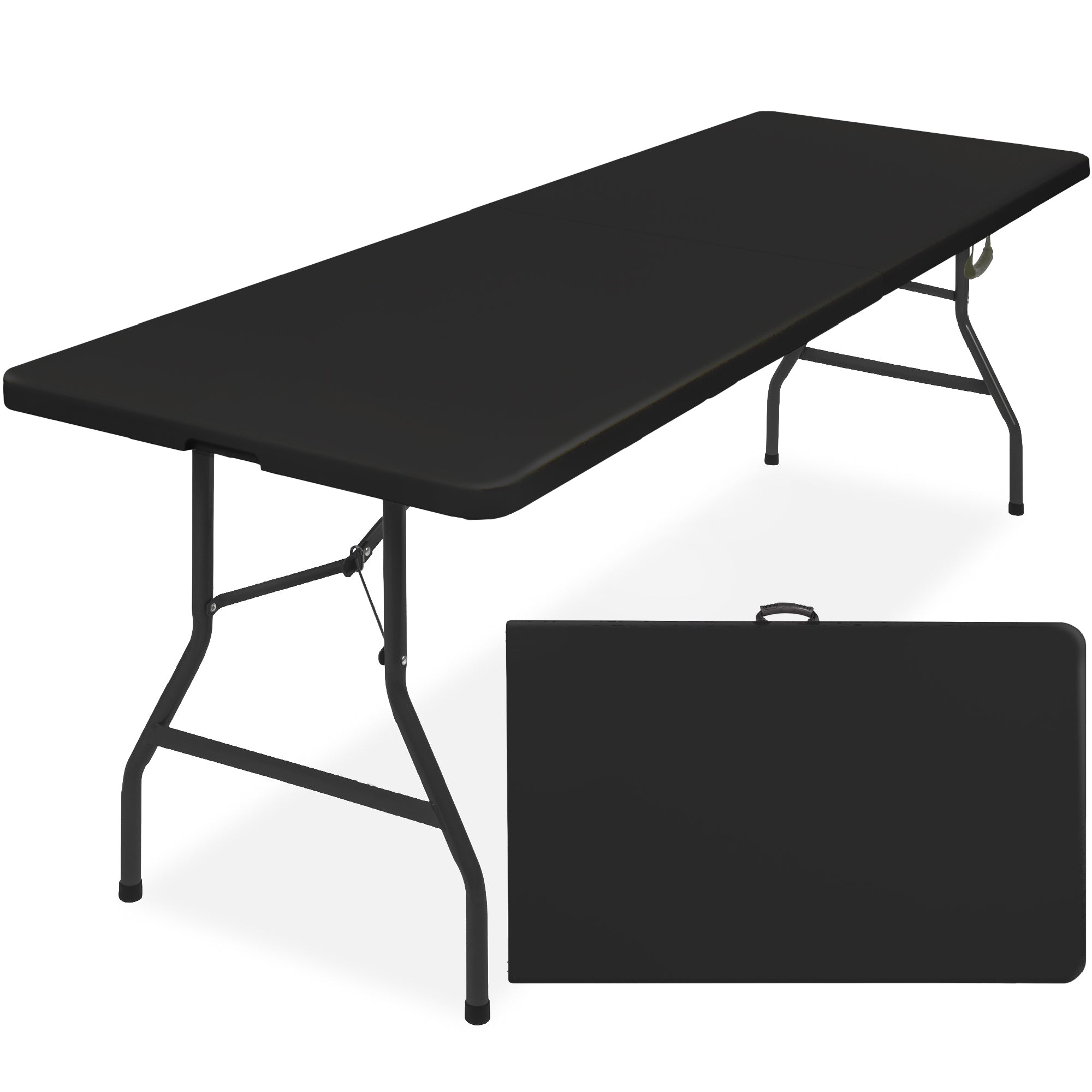 Portable Folding Plastic Dining Table w/ Handle, Lock - 8ft - Black