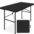 Portable Folding Plastic Dining Table w/ Handle, Lock - 4ft - Black