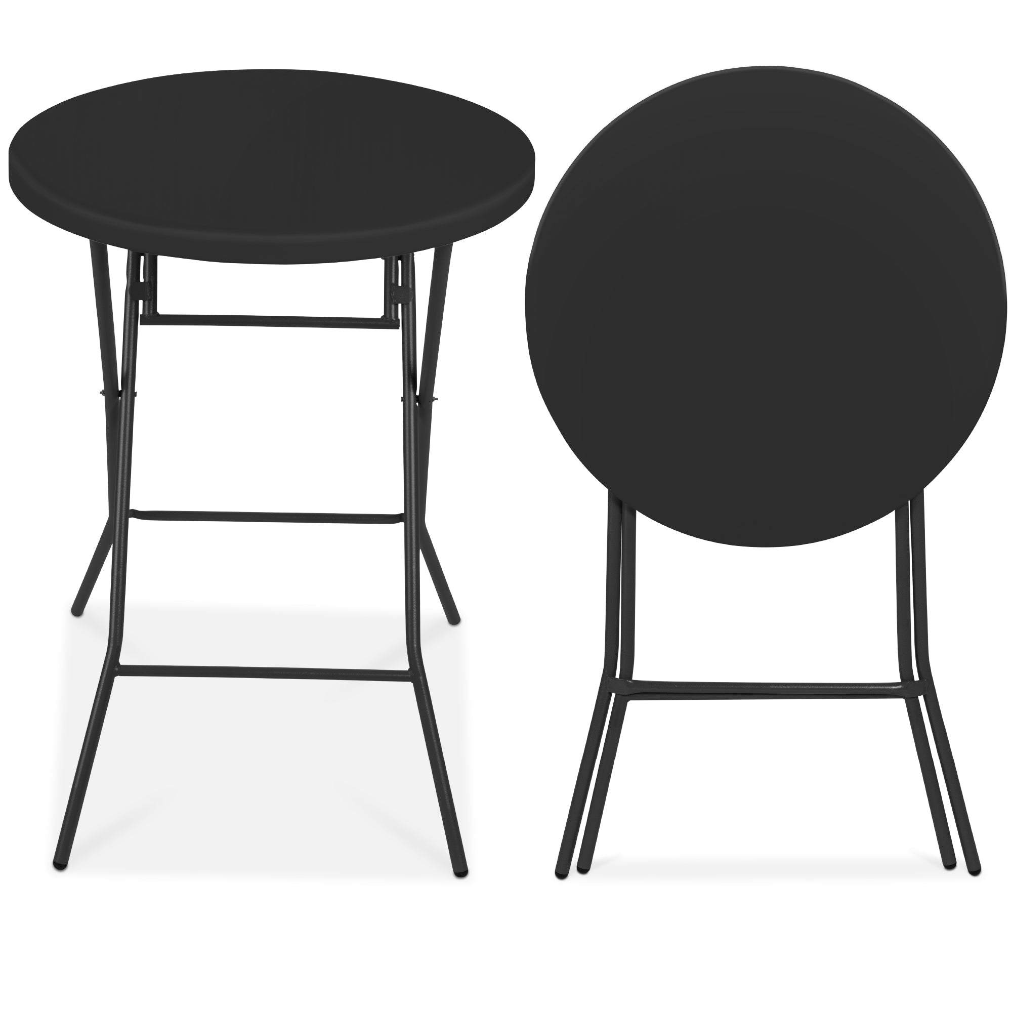 Bar Height Folding Table Indoor Outdoor Accessory w/ Thick Table Top - 32in - Black