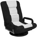 Gaming Floor Chair w/ 360-Degree Swivel, Armrest, Adjustable Backrest - Black/White