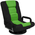 Gaming Floor Chair w/ 360-Degree Swivel, Armrest, Adjustable Backrest - Black/Green