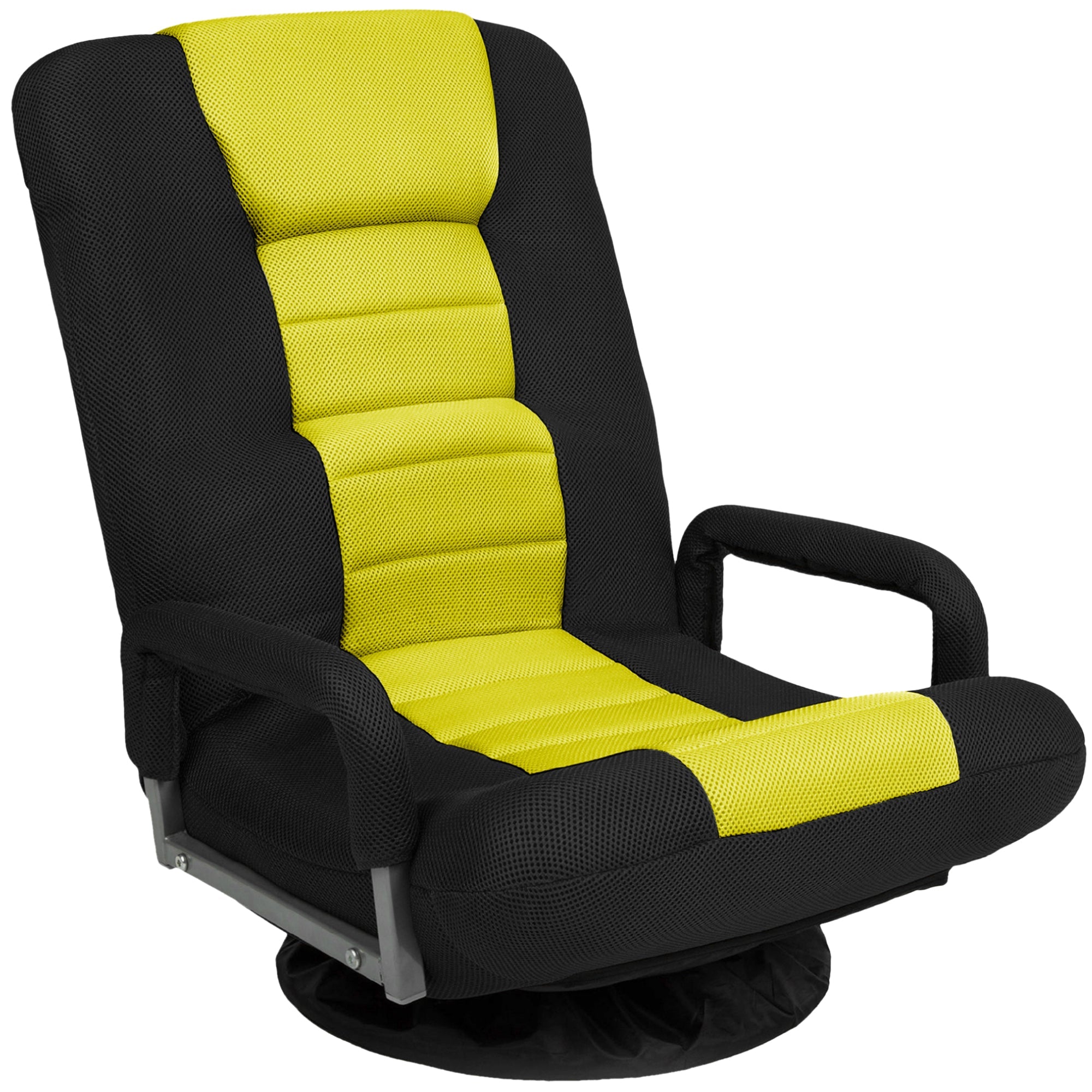 Gaming Floor Chair w/ 360-Degree Swivel, Armrest, Adjustable Backrest - Black/Yellow