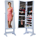 Full Length Freestanding Jewelry Mirror Armoire w/ Velvet Interior - Powder Blue