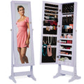 Full Length Freestanding Jewelry Mirror Armoire w/ Velvet Interior - Lavender