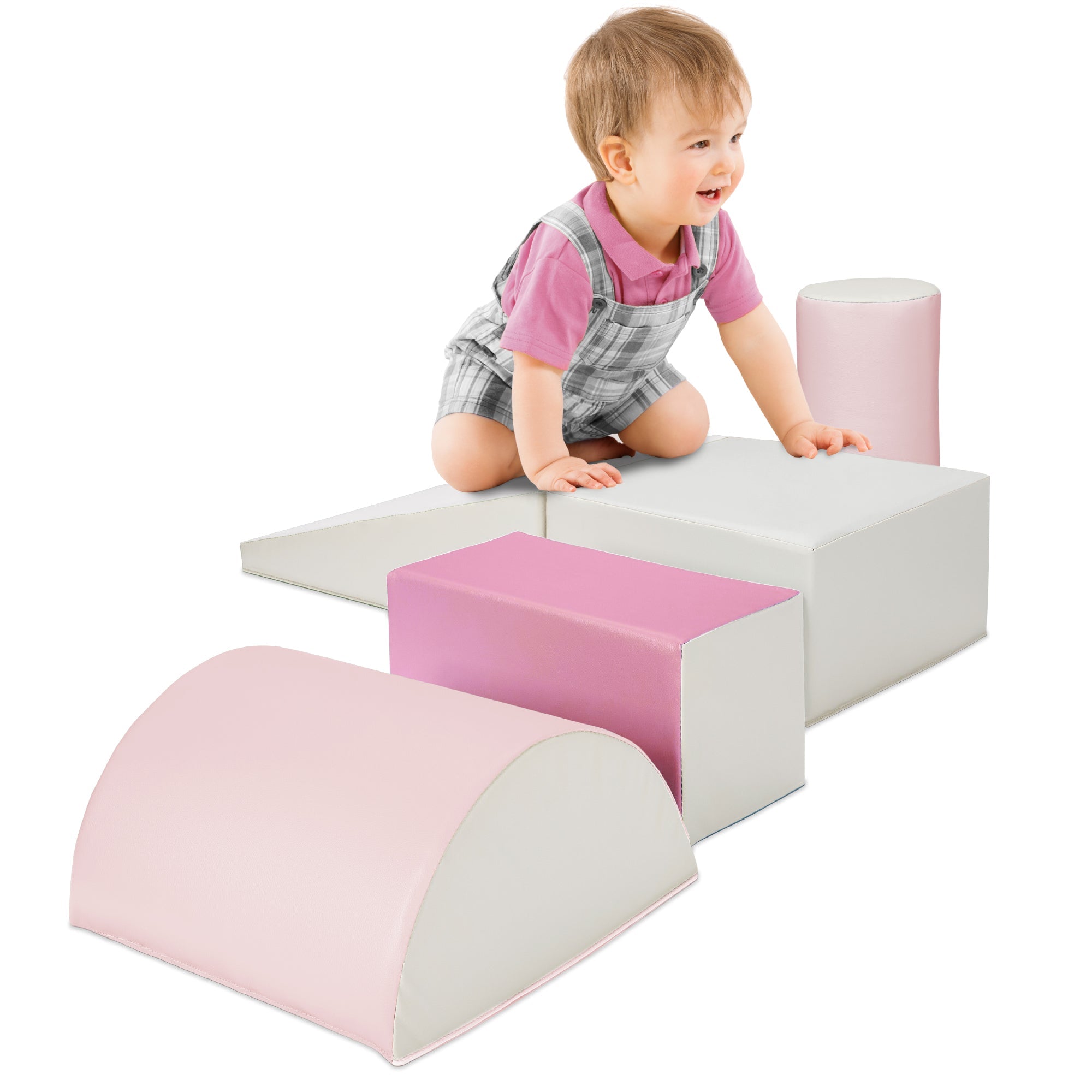 5-Piece Kids Climb & Crawl Soft Foam Shapes Structure Playset - Pink