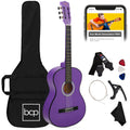 Beginner Acoustic Guitar Set w/ Case, Strap, Extra Strings - 38in - Purple